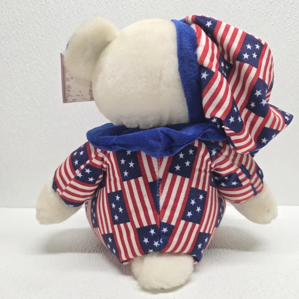 Vintage Shalom Patriotic Bear Pajamas Plush & Bunny Slippers Red White & Blue